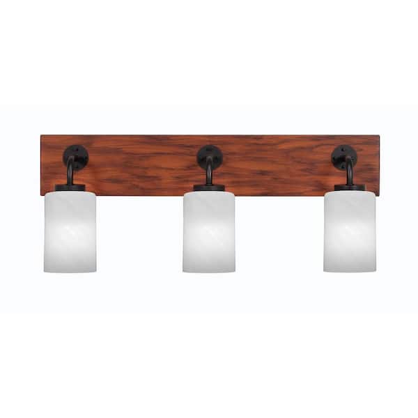Unbranded Kirby 26 in. 3-Light Matte Black and Painted Wood-look Metal Vanity Light