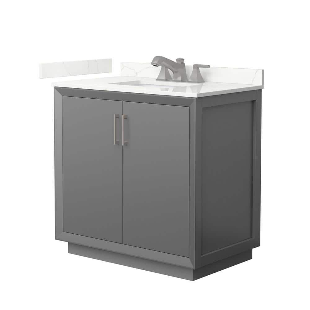 Strada 36 in. W x 22 in. D x 35 in. H Single Bath Vanity in Dark Gray with Giotto Quartz Top price history on PriceWatchPro