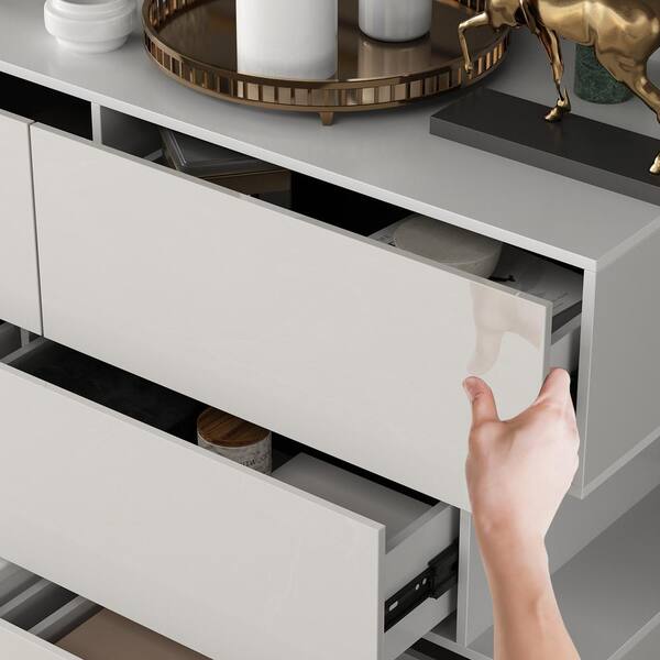 FUFU&GAGA 15.7 in. D x 30.7 in. H High Gloss White Wood 6
