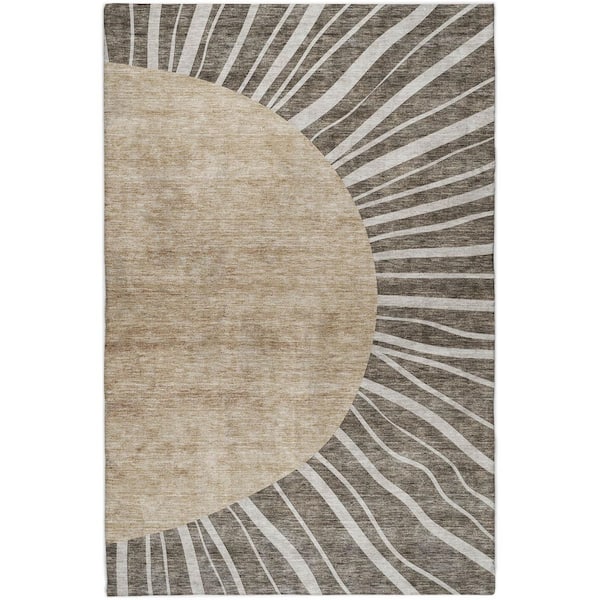 Dream Shag Premium Machine Washable Abstract ADS668 Chocolate 5 ft. x 7 ft. 6 in. Area Rug