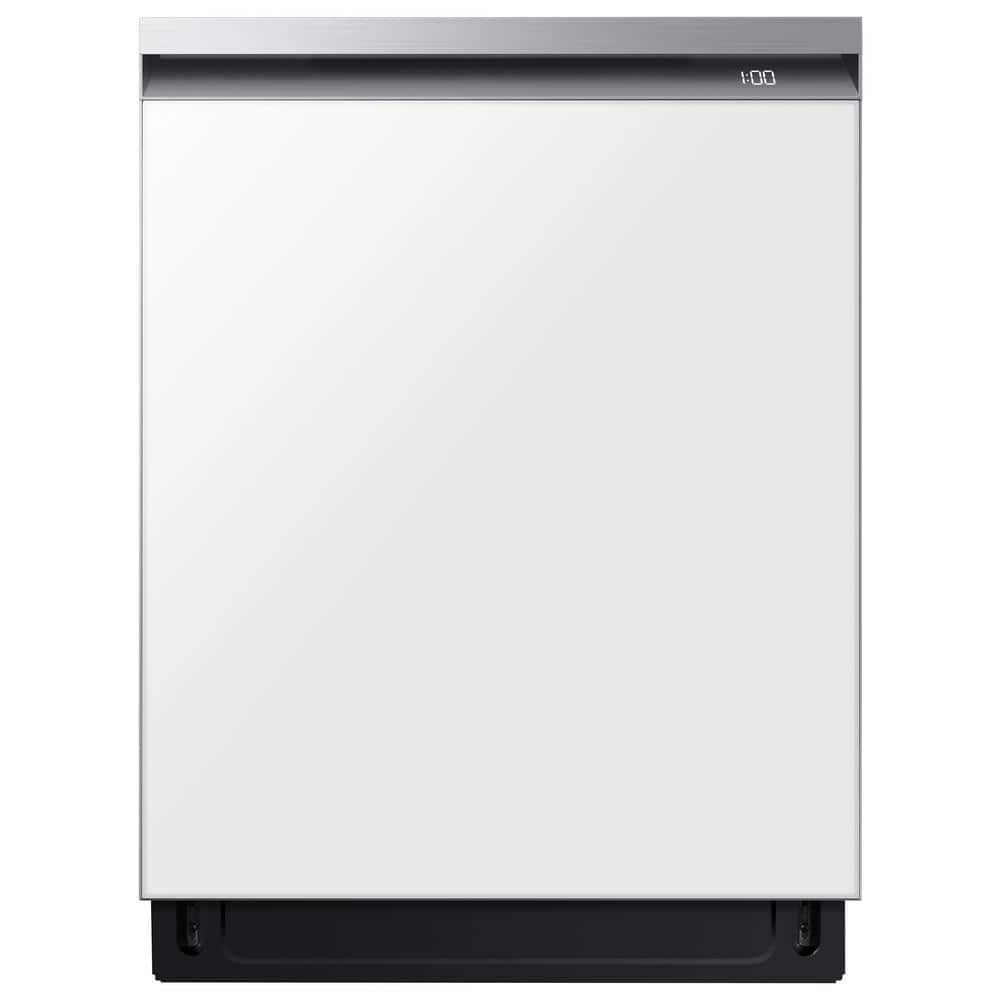 Samsung Bespoke 24 in White Glass Top Control Smart Built-In Tall Tub Dishwasher with Stainless Steel Tub and AutoRelease, 42dBA