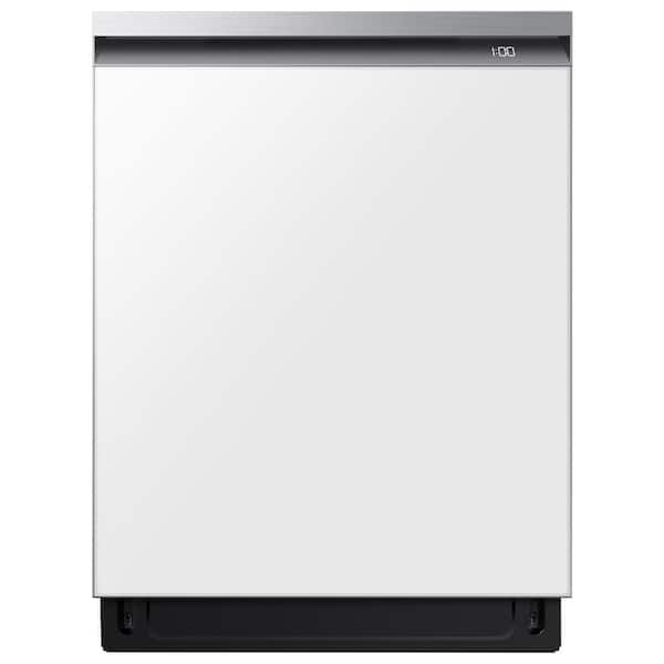 Samsung Bespoke 24 in White Glass Top Control Smart Built-In Tall Tub Dishwasher with Stainless Steel Tub and AutoRelease, 42dBA