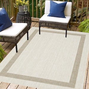 Azelia  Ivory and Jute 9 ft. x 12 ft. Indoor/Outdoor Area Rug