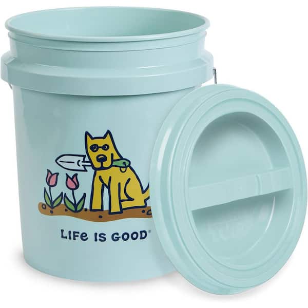 Life Is Good Rocket's Garden 5-Gallon Bucket with Twist Top Lid, Sage Green