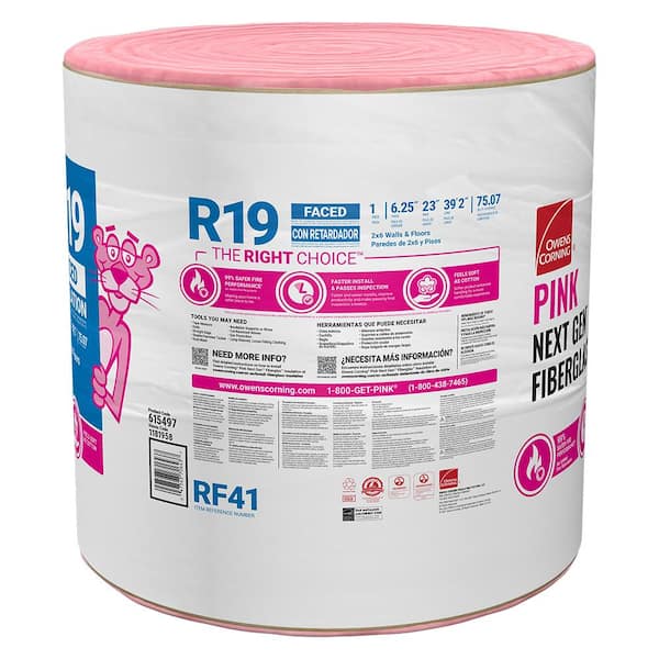 Owens Corning R-19 Unfaced Fiberglass Roll Insulation 75.07-sq ft (23-in W  x 39.2-ft L) Individual Pack in the Roll Insulation department at