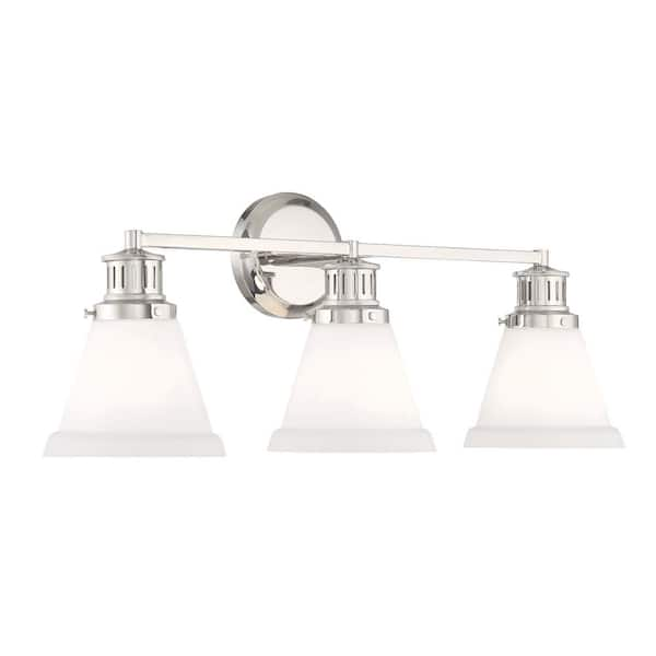 NORWELL Alden 26 in. 3-Light Polished Nickel Vanity Light 2403-PN