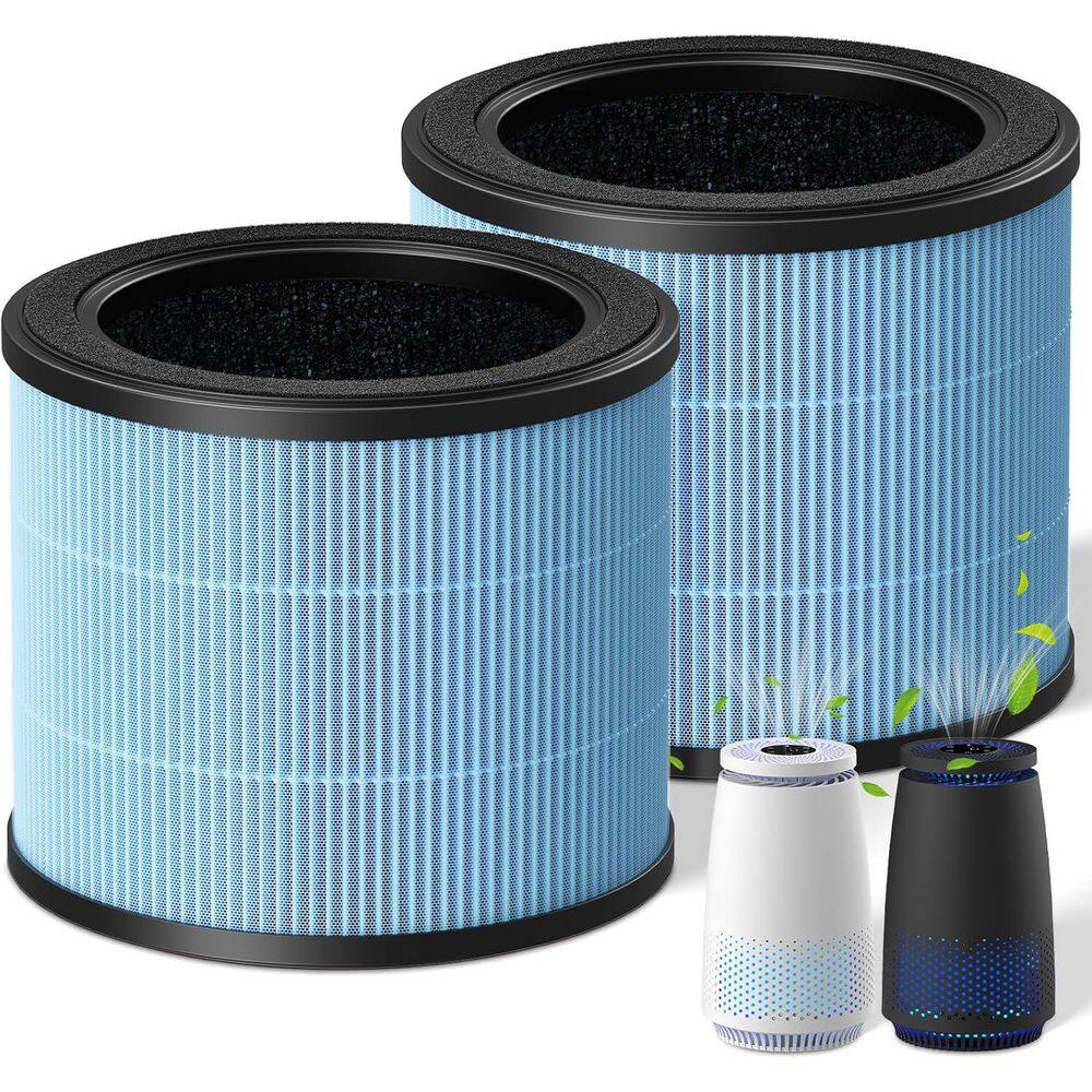 250 sq ft Blue for Room Air Purifiers, 4-in-1 Filtration for Pets Dander Dust Pollen Smoke Odors, 2-Pack price history on PriceWatchPro