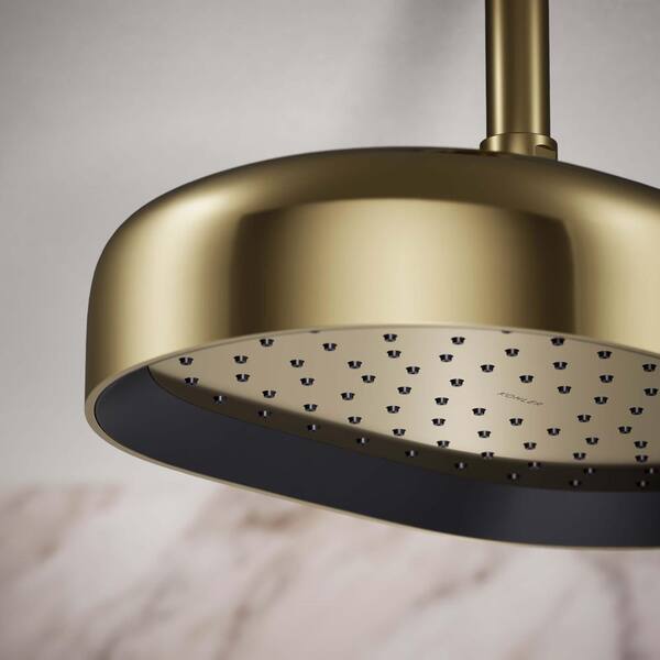 KOHLER Statement Oblong 1-Spray Patterns 2.5 GPM 12 in. Ceiling Mount Rainhead Fixed Shower Head in Vibrant French Gold