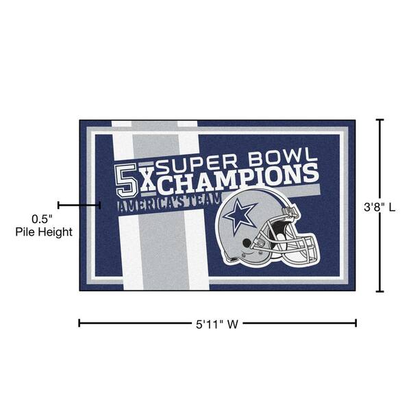 Dallas Cowboys 5 Time Super Bowl Champs State Shaped Keychain (Texas)