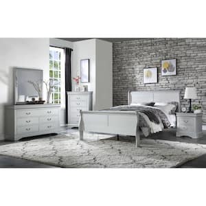 80 in. x 90 in. x 47 in. Platinum Wood King Bed