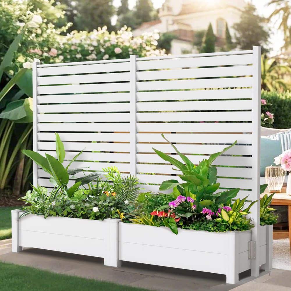 ABORON Air Conditioner Fence Vinyl Decorative Fences w/ Planter Box Outdoor  Trash Can Privacy Screen 43 in. x 72 in. (2-Panel) WLB-P-H-43-72HD02 - The  Home Depot