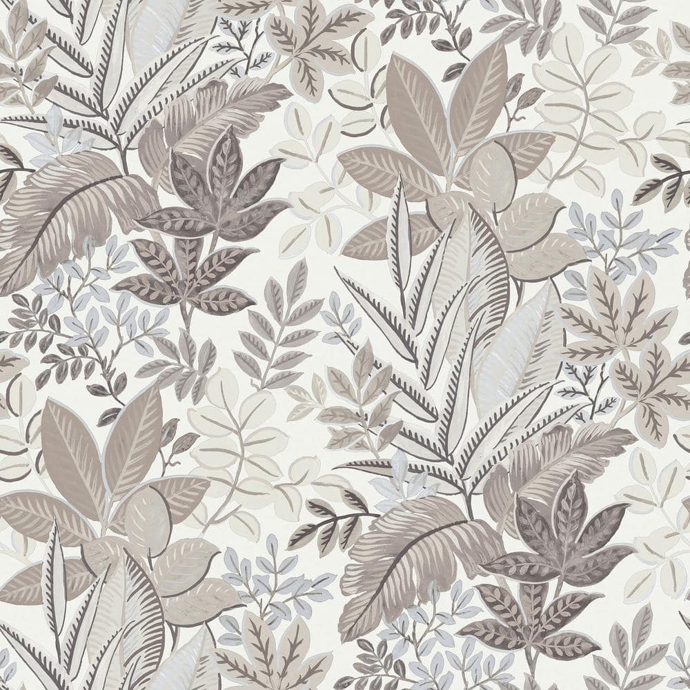 Into The Wild Beige Metallic Leaf Foliage Non-Pasted Non-woven Paper Wallpa