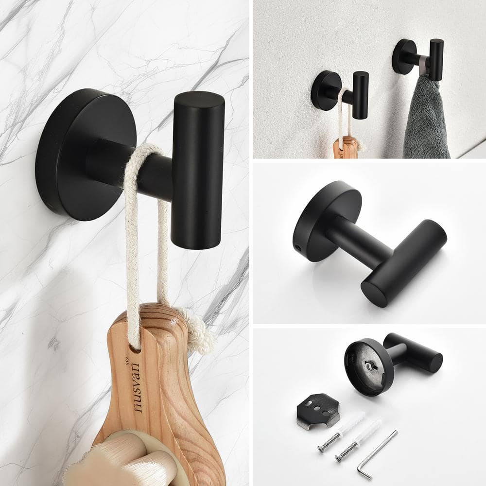 Matte Black Stainless Steel 6-Piece Bathroom Hardware Set