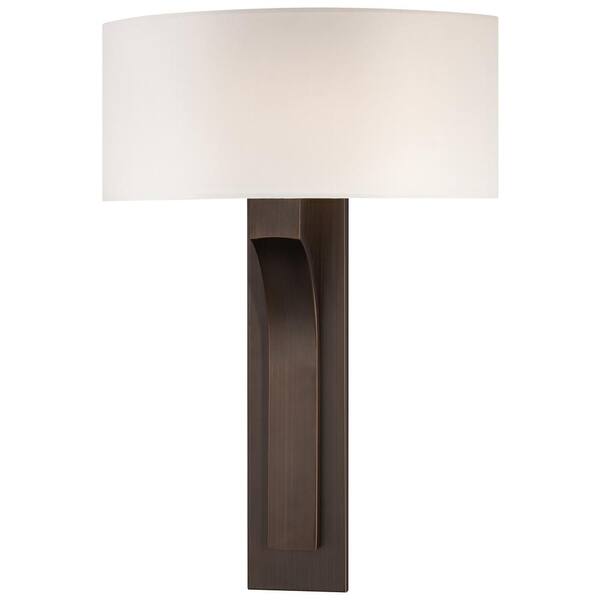 George Kovacs 1-Light Copper Bronze Patina Sconce with White Fabric Shade