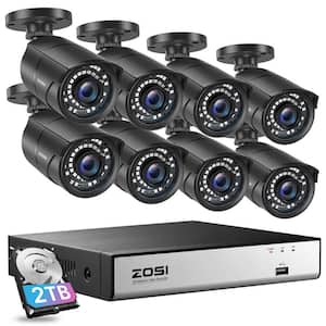 4K 8-Channel POE 2TB NVR Security Camera System with 8-Wired 5MP Outdoor Bullet Cameras, Black
