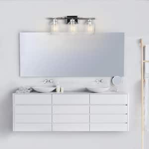 Middleton 24 in. 3-Light Chrome Vanity Light with Clear Glass Shades and Bath Set Bulbs Included (5-Piece)