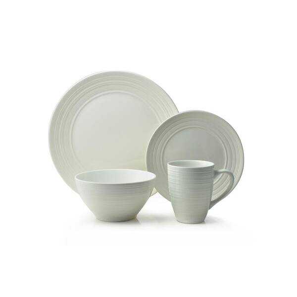 THOMSON POTTERY Ripple 16-Piece Casual Off white Ceramic Dinnerware Set (Service for 4)