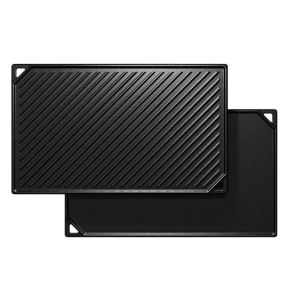 16.45 in. x 9.45 in. Cast Iron Griddle Plate, Nonstick Reversible for Gas Stove Top, Oven, Outdoor Grill or Campfire