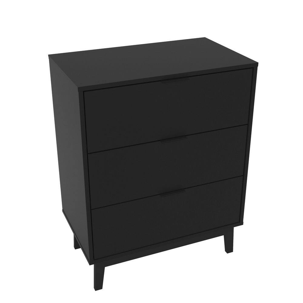 Polifurniture Victoria 3 Drawer Black Chest of Drawers (26.375 in. W x 15.75 in. D x 33.4 in. H