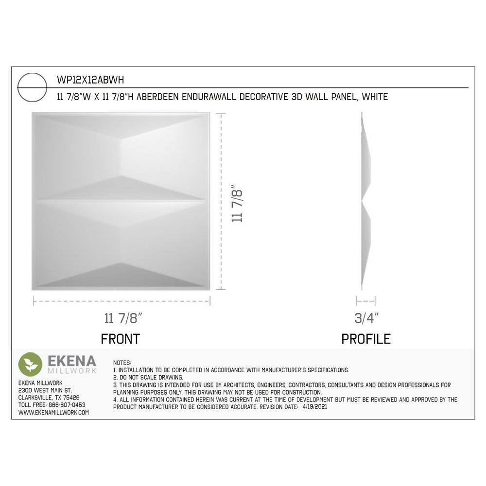 White Textured 3D PVC Decorative Wall Panel 11.88" x 11.88"