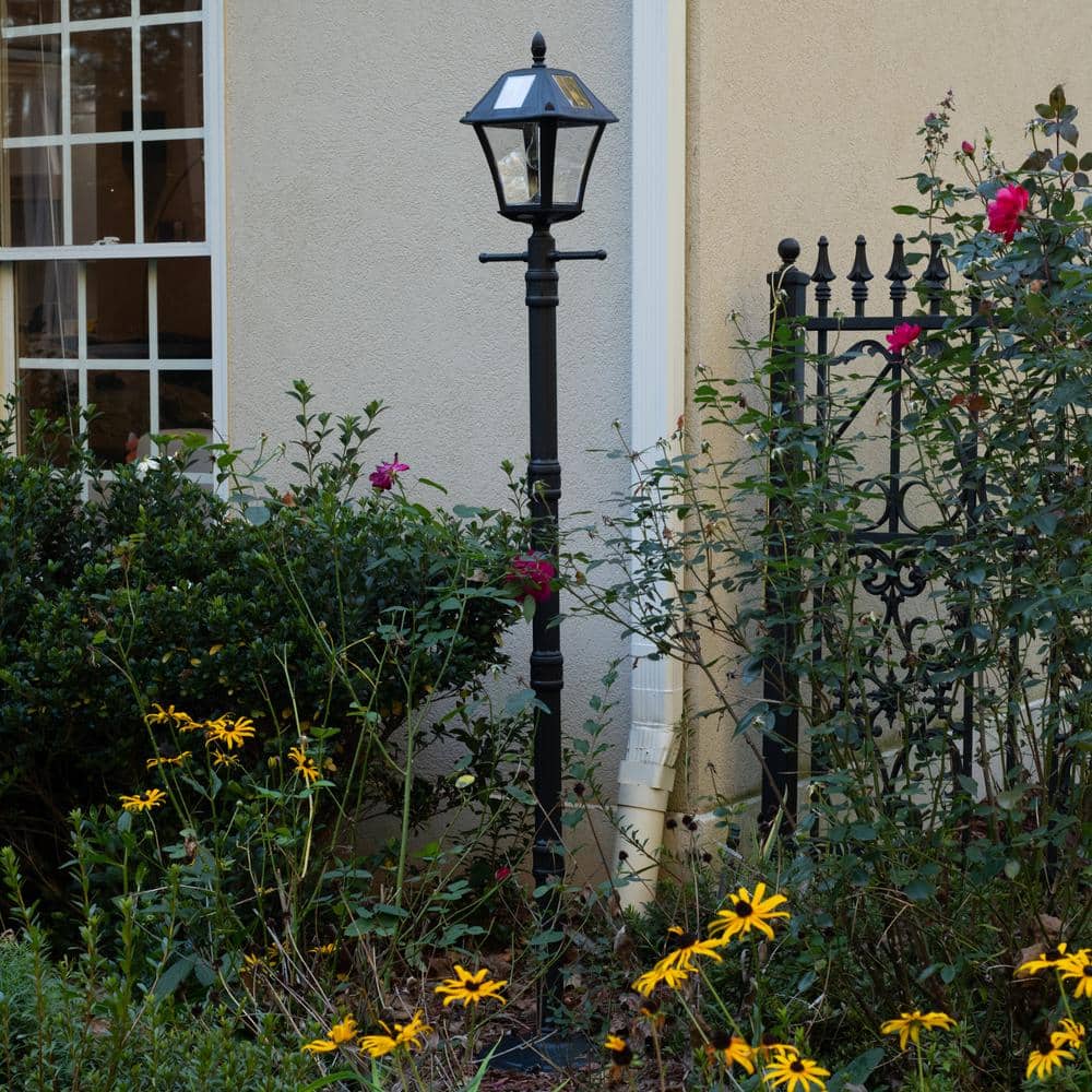 Baytown II Black Resin Solar Lamp Post with LED Light
