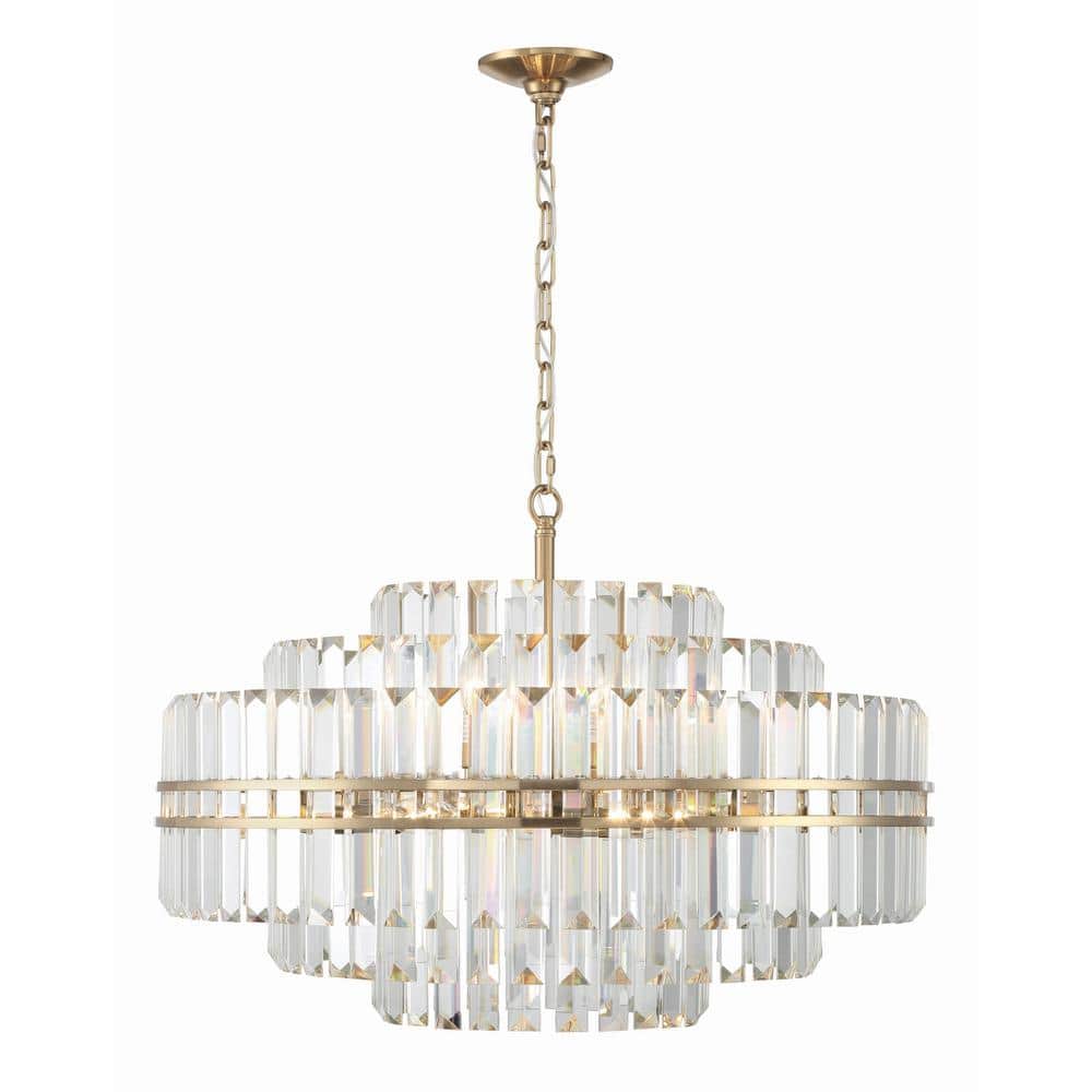 Crystorama Hayes 16-Light Aged Brass Chandelier HAY-1407-AG - The