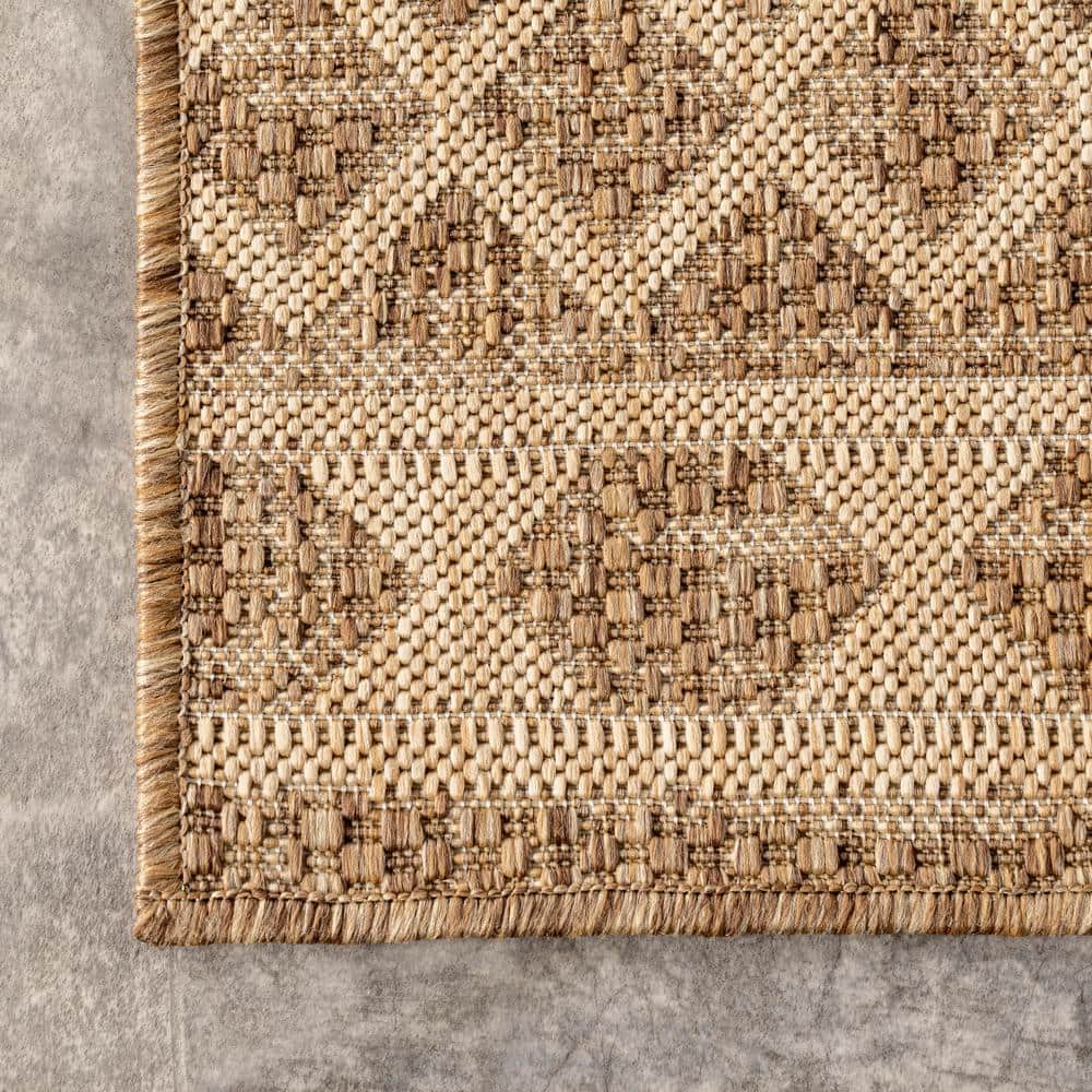 Beige Square Synthetic Easy-Care Indoor/Outdoor Area Rug, 8' x 10'