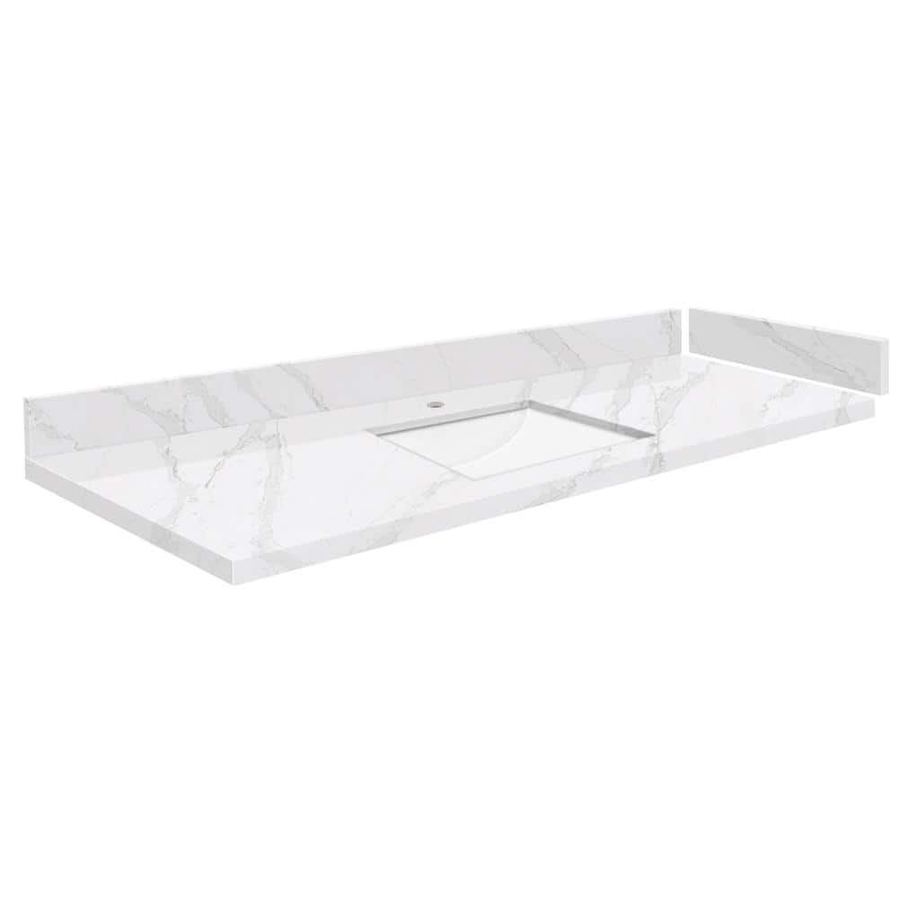 Silestone 58.25 in. W x 22.25 in. D Quartz White Rectangular Single Sink Vanity Top in Calacatta Gold price history on PriceWatchPro
