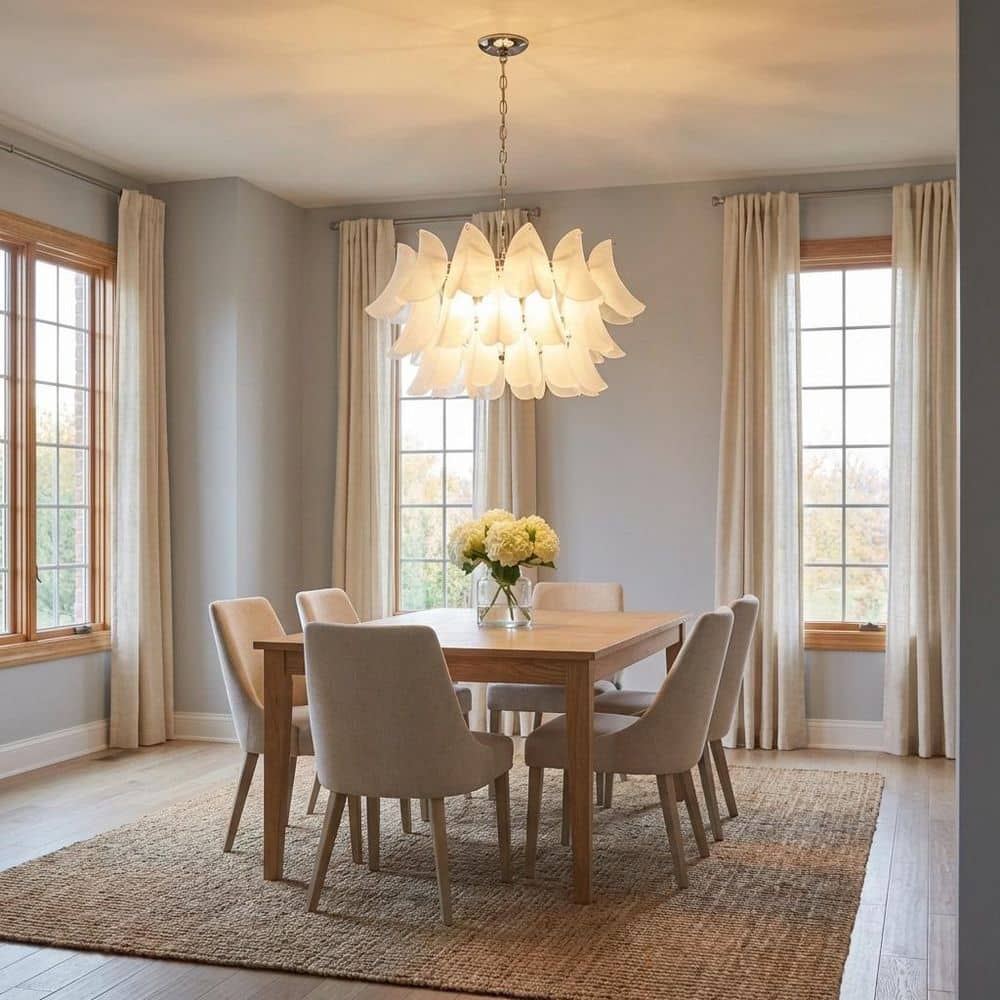 Chloe 31.75 in. W x 16.875 in. H 5-Light Polished Nickel Dimmable Traditional Chandelier with Etched White Glass price history on PriceWatchPro