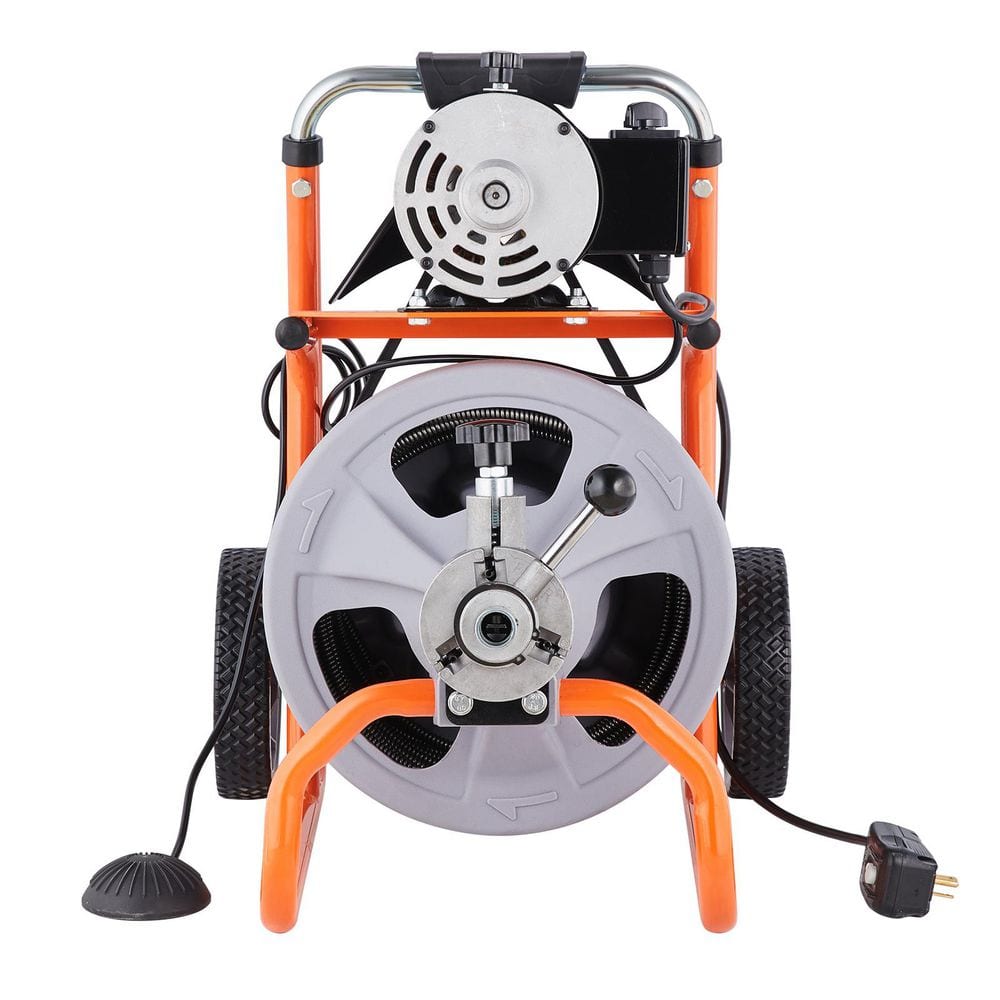 Drain Cleaner Machine 100 ft. x 3/8 in. Auto Feed with Wheels with 8 Cutters price history on PriceWatchPro
