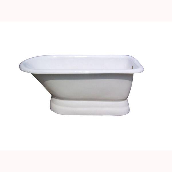 Barclay Products 5 ft. Cast Iron Roll Top Tub with 3-3/8 in. Holes in Tub Wall on Base, Back Drain in White