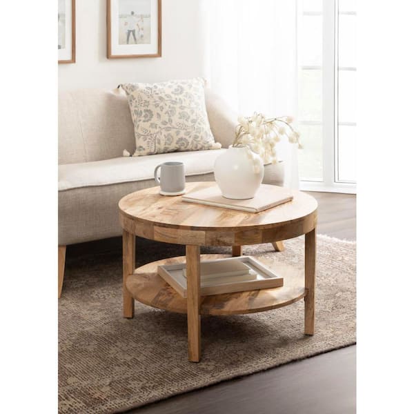 Talcott 28 in. Natural Round Solid Wood Coffee Table