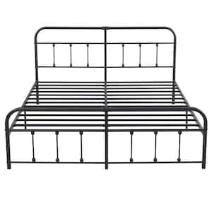 King Size Bed Frame w/ Headboard, Heavy Duty Platform Bed Frame, No Box Spring Needed, Under Bed Storage Space, 76.7in.W