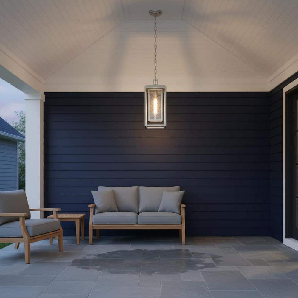 Republic 1-Light Satin Nickel Outdoor Pendant Light price history on PriceWatchPro