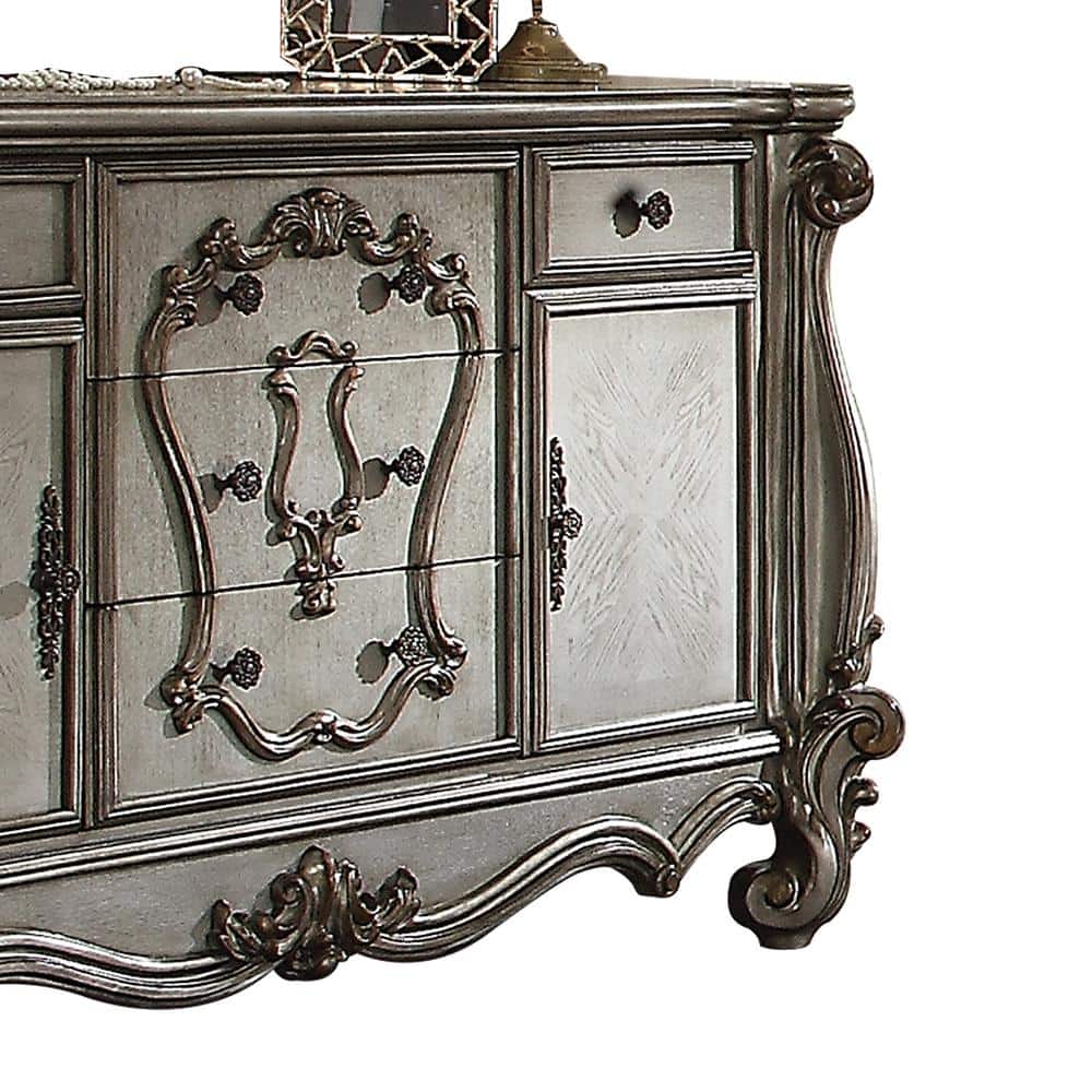 Farmhouse Antique Platinum Dresser with Dovetail Drawers
