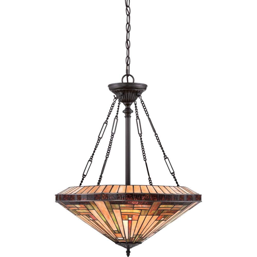 Stephen Vintage Bronze and Glass 4-Light Pendant