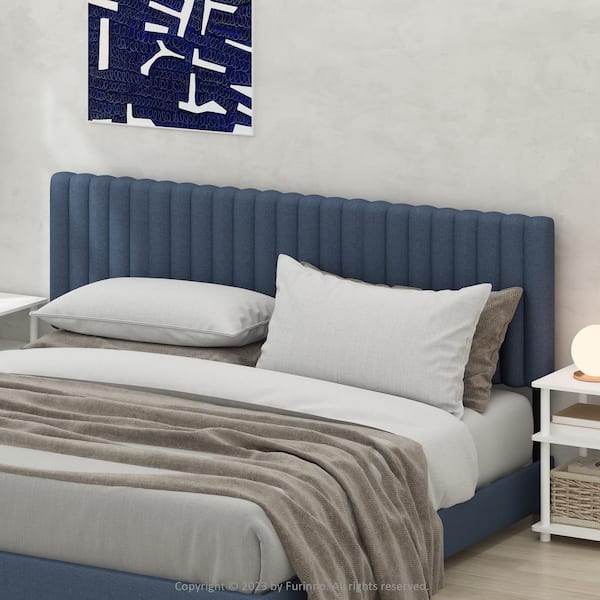 Furinno Roanne Blue Denim King Upholstered Tufted Headboard