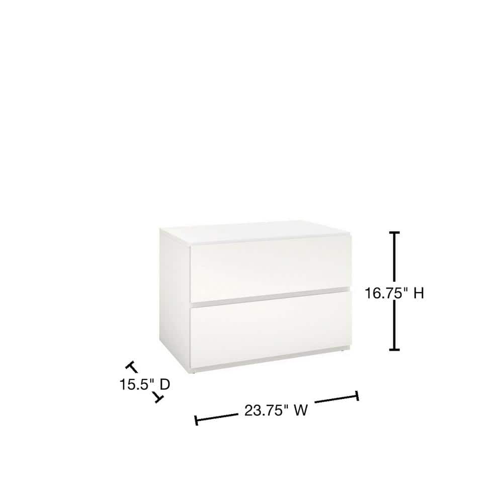 Sleek Modern White Nightstand with Charging Station and Storage Drawer