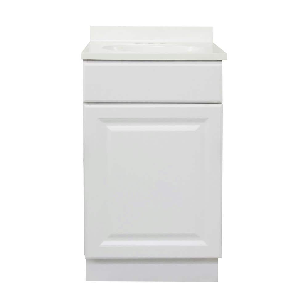 Wyndham 19-Inch White Cultured Marble Single Sink Bathroom Vanity