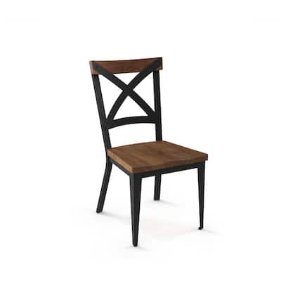 Jasper Black with Brown Wood Seat Dining Chair
