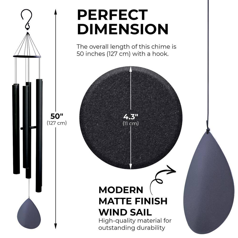 50'' Black Aluminum and Iron Wind Chime