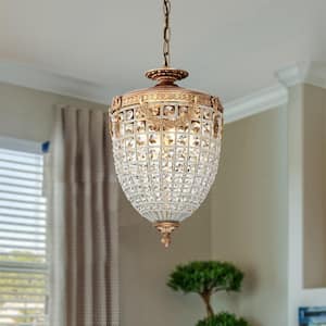 Sonoma 4-Light Antiqued Gold Leaf Beaded Vintage Crystal Chandelier for Living Room with no bulbs included