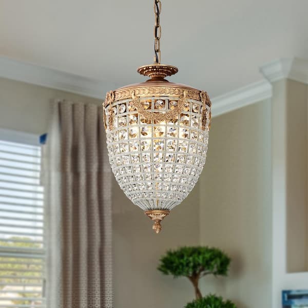 Edvivi Sonoma 4-Light Antiqued Gold Leaf Beaded Vintage Crystal Chandelier for Living Room with no bulbs included
