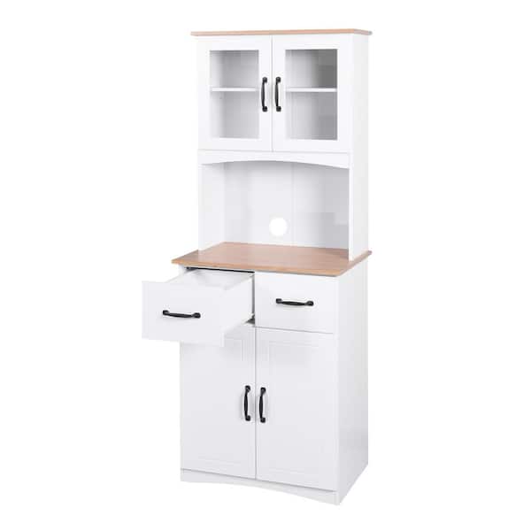 15.75 in. D × 23.62 in. W × 66.90 in. H Wood Kitchen Pantry Storage Cabinet with Doors, Drawer, Ready to Assemble, White