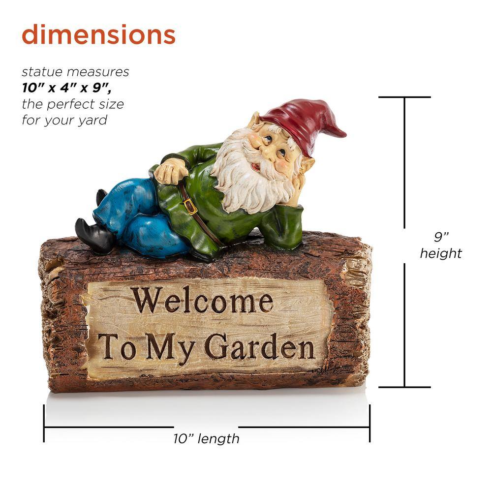 Whimsical Multicolor Polyresin Gnome Welcome Lawn Statue