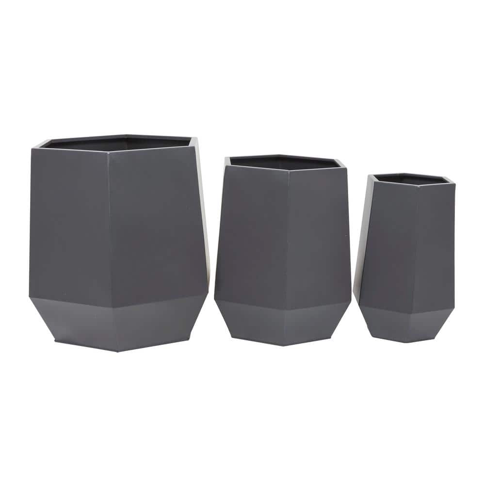 Extra Large Modern Matte Gray Metal Round Planter