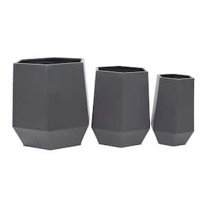 20 in. x 21 in. Grey Iron Modern Planters (Set of 3)