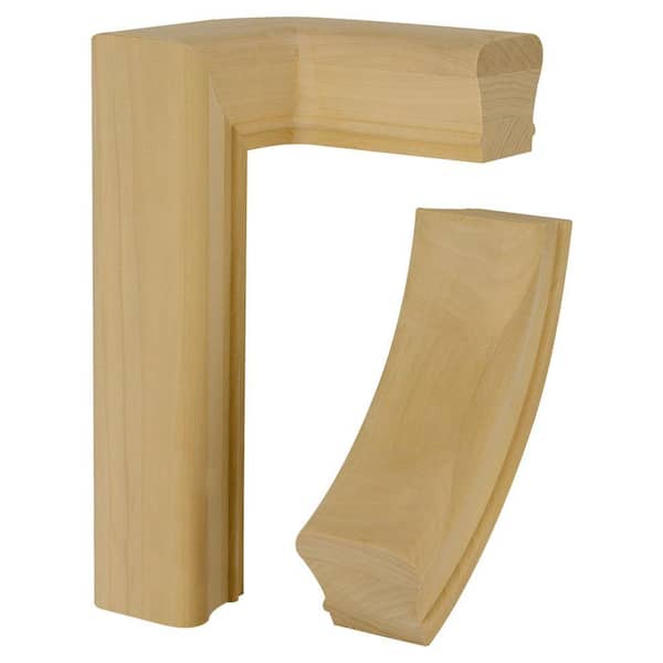 EVERMARK Stair Parts 7276 Unfinished Poplar Right-Hand 2-Rise Quarter-Turn Handrail Fitting