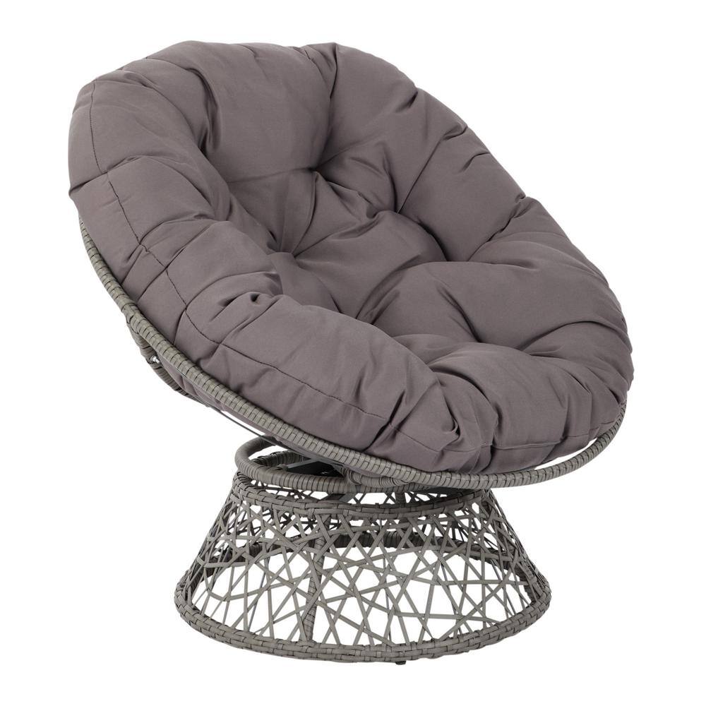 gray swivel papasan chair