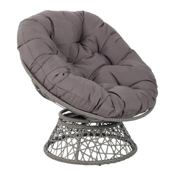 OS Home and Office Furniture Papasan Series Grey Upholstered Swivel Papasan Chair (Set of 1)